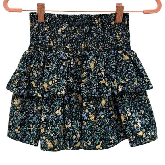 Designers Remix Girls Floral Print Waistband Tiered Ruffle Skirt Pull On Size 10 - Picture 1 of 5
